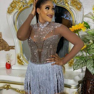 WOMEN RHINESTONE PARTY MINI DRESS